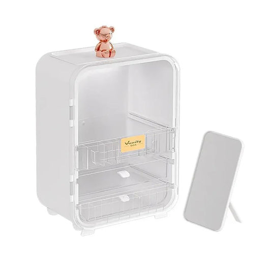 Matrix Clear View Cosmetic Organizer With Mirror & Led, Make Up Stands For Accessories - Front View