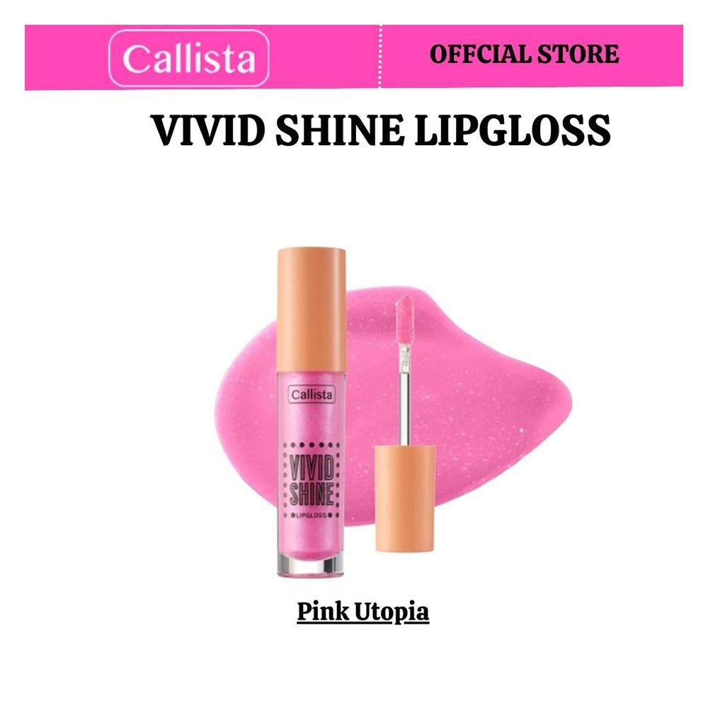 Callista Vivid Shine Lip Gloss, Vegan, Shea Butter, Argan Oil, Vitamin E & Cruelty Free, 4.5ml, 108 Pink Utopia - Front View