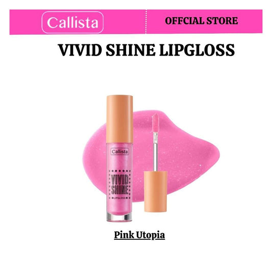 Callista Vivid Shine Lip Gloss, Vegan, Shea Butter, Argan Oil, Vitamin E & Cruelty Free, 4.5ml, 108 Pink Utopia - Front View