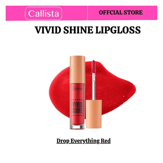 Callista Vivid Shine Lip Gloss, Vegan, Shea Butter, Argan Oil, Vitamin E & Cruelty Free, 4.5ml, 101 Drop Everything Red - Front View