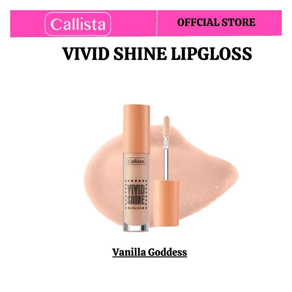 Callista Vivid Shine Lip Gloss, Vegan, Shea Butter, Argan Oil, Vitamin E & Cruelty Free, 4.5ml, 106 Vanilla Goddess - Front View
