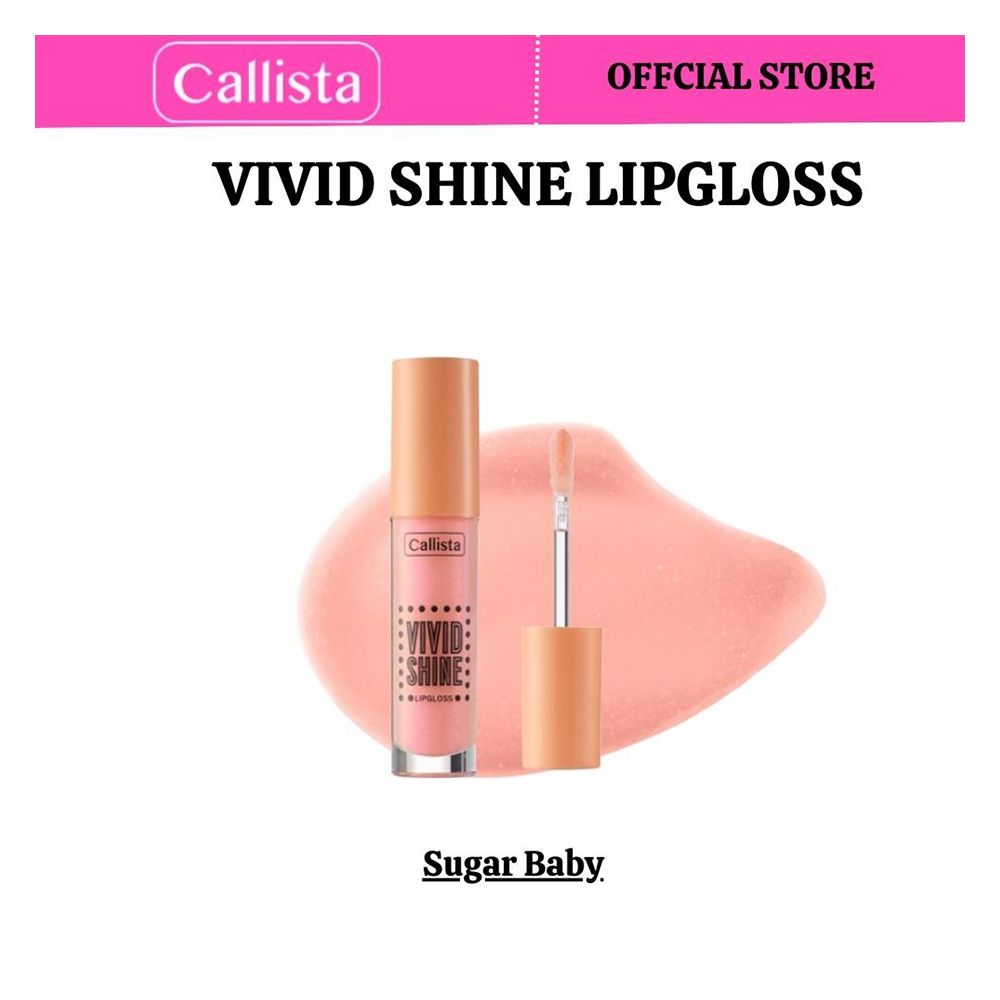 Callista Vivid Shine Lip Gloss, Vegan, Shea Butter, Argan Oil, Vitamin E & Cruelty Free, 4.5ml, 105 Sugar Baby - Front View