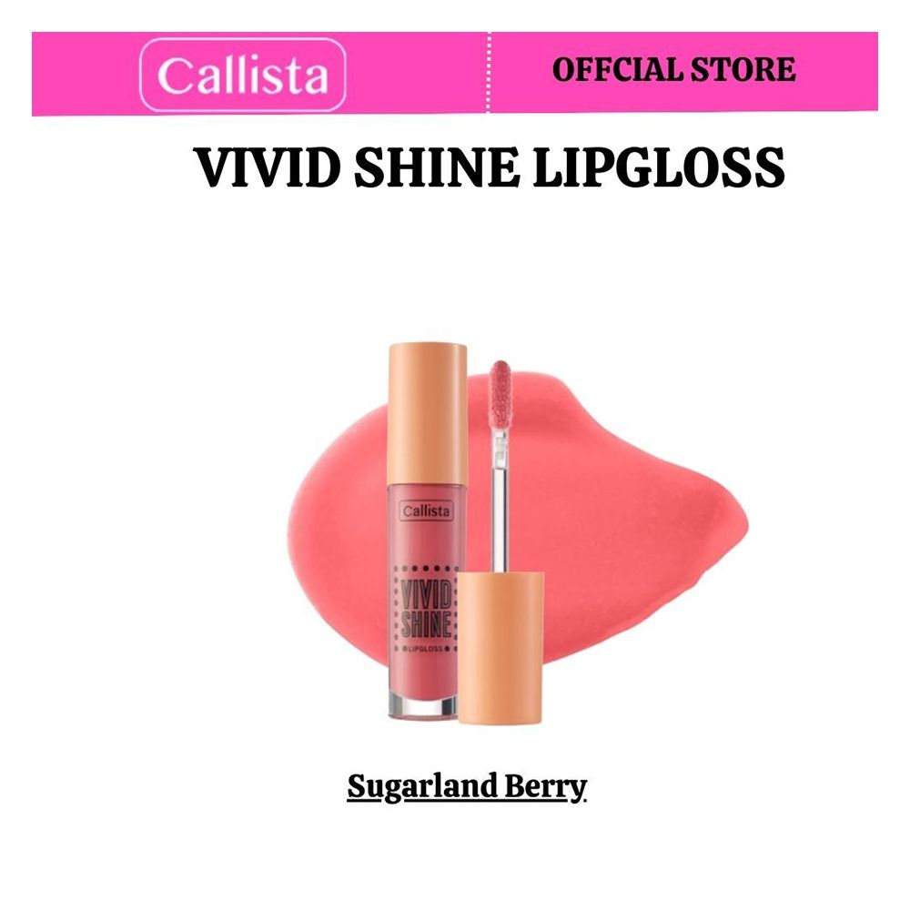 Callista Vivid Shine Lip Gloss, Vegan, Shea Butter, Argan Oil, Vitamin E & Cruelty Free, 4.5ml, 103 Sugarland Berry - Front View