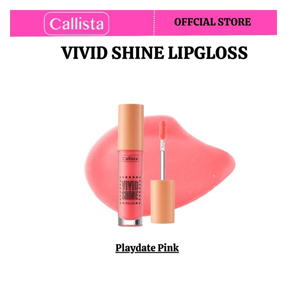 Callista Vivid Shine Lip Gloss, Vegan, Shea Butter, Argan Oil, Vitamin E & Cruelty Free, 4.5ml, 107 Playdate Pink - Front View