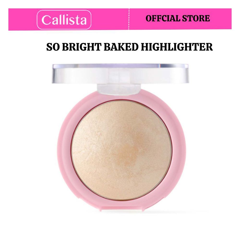 Callista So Bright Baked Highlighter, 01 Snowy Glowy Light, Vegan, Macadamia Oil, Cruelty Free, 10g - Front View