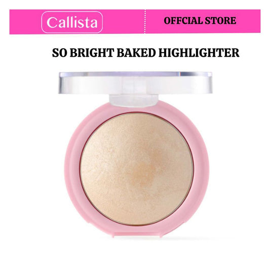 Callista So Bright Baked Highlighter, 01 Snowy Glowy Light, Vegan, Macadamia Oil, Cruelty Free, 10g - Front View