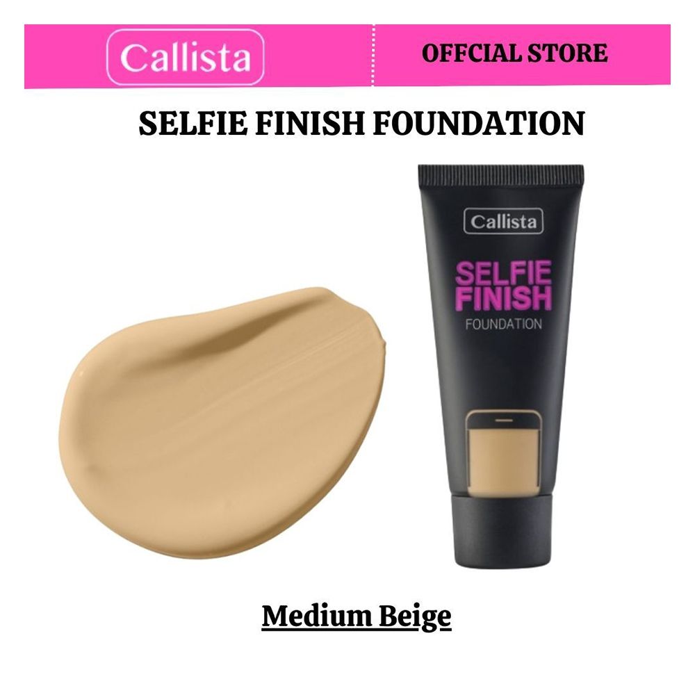 Callista Selfie Finish Foundation, Vegan, Almond Oil, SPF 15 & Cruelty Free, 25ml, 130 Medium Beige - Front View