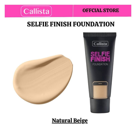Callista Selfie Finish Foundation, Vegan, Almond Oil, SPF 15 & Cruelty Free, 25ml, 100 Natural Beige - Front View