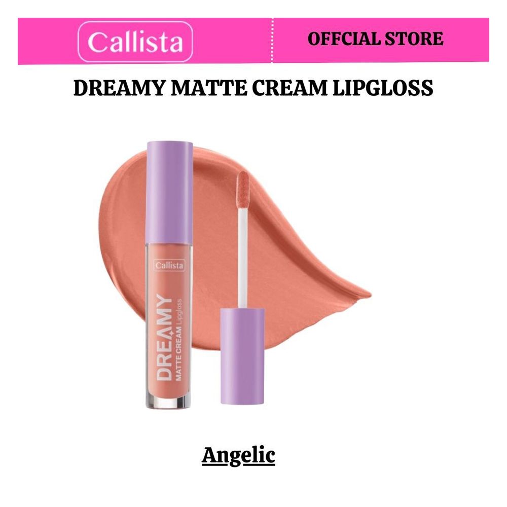 Callista Dreamy Matte Cream Lip Gloss, Vegan, Macadamia Oil, Vitamin E & Cruelty Free, 4ml, 207 Angelic - Front View