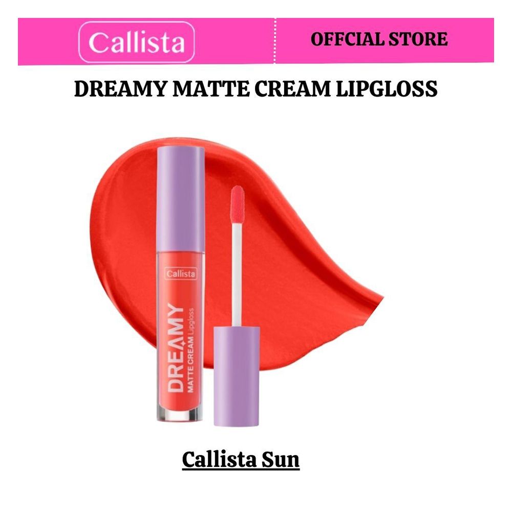 Callista Dreamy Matte Cream Lip Gloss, Vegan, Macadamia Oil, Vitamin E & Cruelty Free, 4ml, 202 Callista Sun - Front View