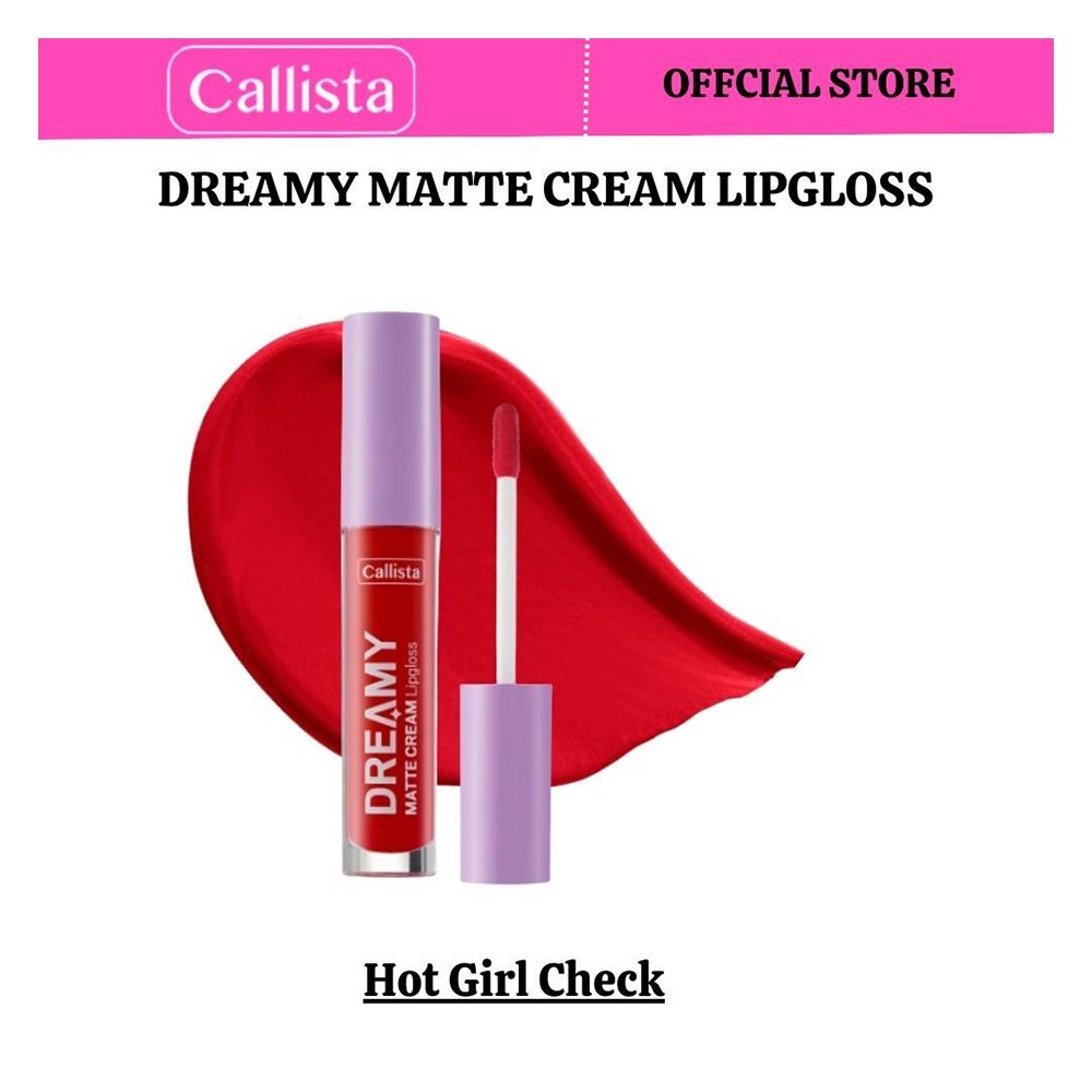 Callista Dreamy Matte Cream Lip Gloss, Vegan, Macadamia Oil, Vitamin E & Cruelty Free, 4ml, 204 Hot Girl Check - Front View