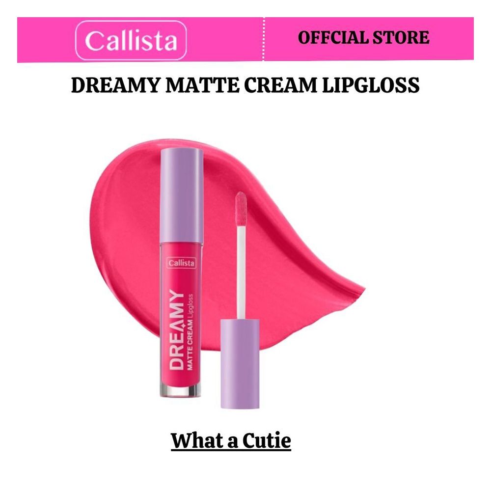 Callista Dreamy Matte Cream Lip Gloss, Vegan, Macadamia Oil, Vitamin E & Cruelty Free, 4ml, 203 What A Cutie - Front View