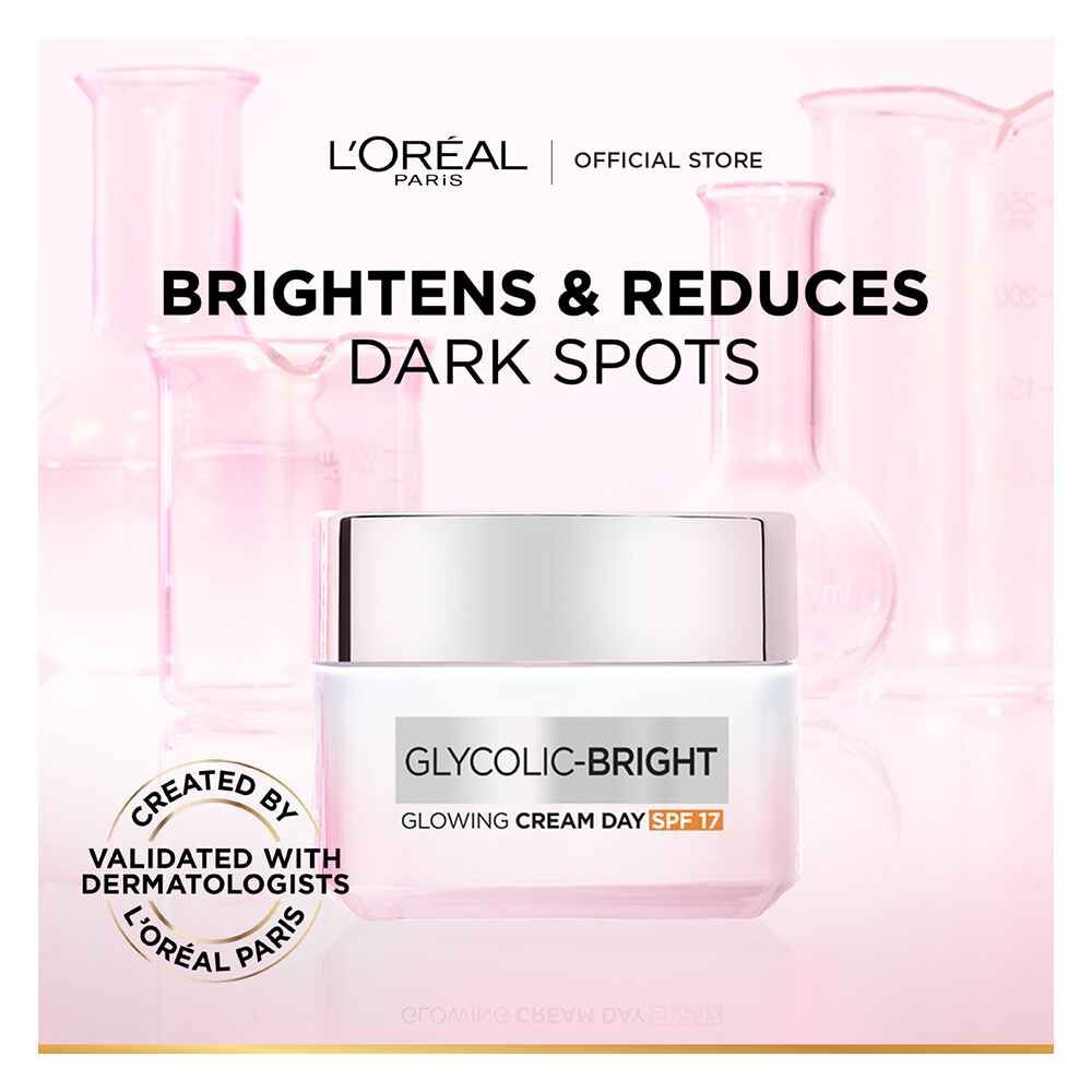 L'Oreal Paris Glycolic Bright Glowing Day Cream, SPF 17, 50ML -  Front View