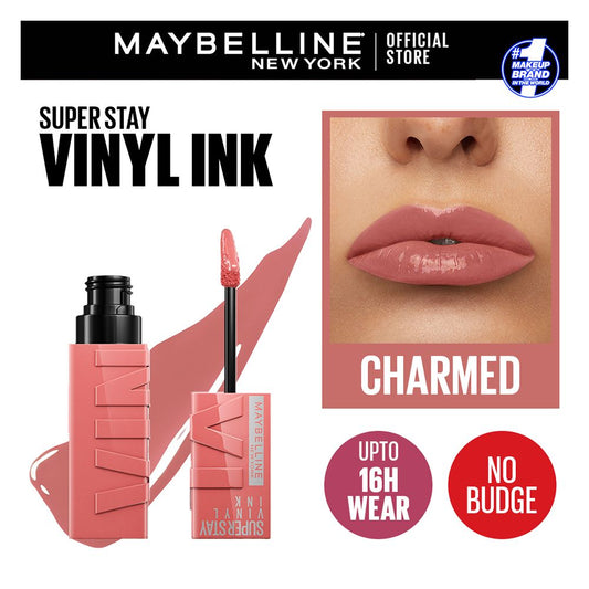 Maybelline New York Superstay Vinyl Ink Longwear Liquid Lipstick, 4.2ml, 100 Charmed - Front View