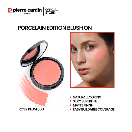 Pierre Cardin Paris Porcelain Edition Blush On, Natural Soft & Blendable, Silky Superfine Powder, 13g, Rosy Plum 860 - Front View
