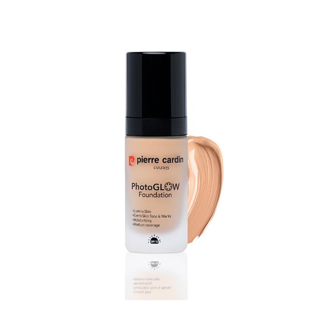 Pierre Cardin Paris Photoglow Foundation, Medium Coverage, Evens Skin Tons & Marks, SPF 15, Warm Yellow 404 - Front View