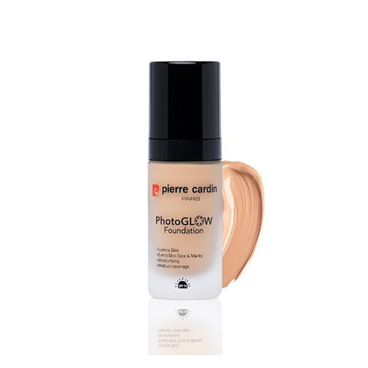 Pierre Cardin Paris Photoglow Foundation, Medium Coverage, Evens Skin Tons & Marks, SPF 15, Warm Yellow 404 - Front View