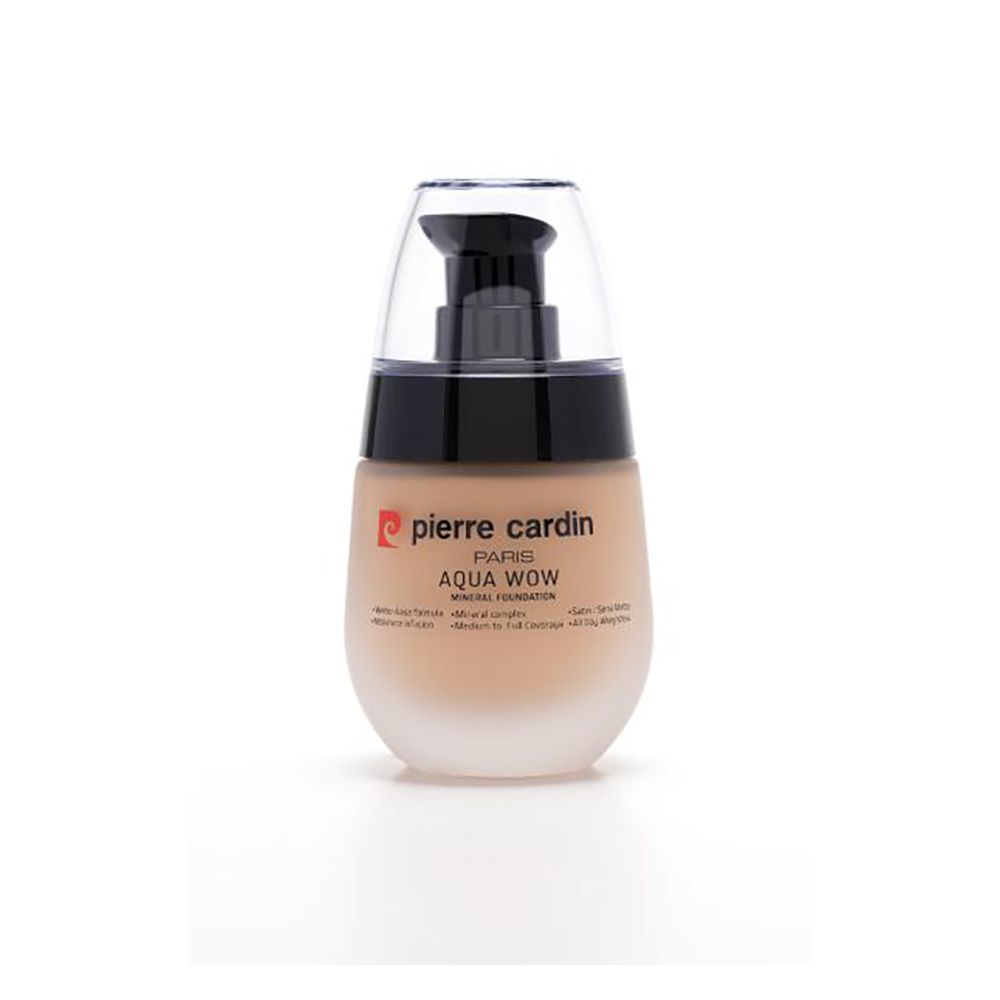 Pierre Cardin Paris Aqua Wow Mineral Foundation, Water Based, Medium to Full Coverage, 32ml, Warm Yellow 406 - Front View