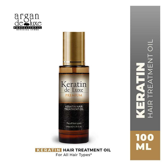 Keratin De Luxe Premium Keratin Hair Treatment Oil, For All Hair Types, 100ml - Front View