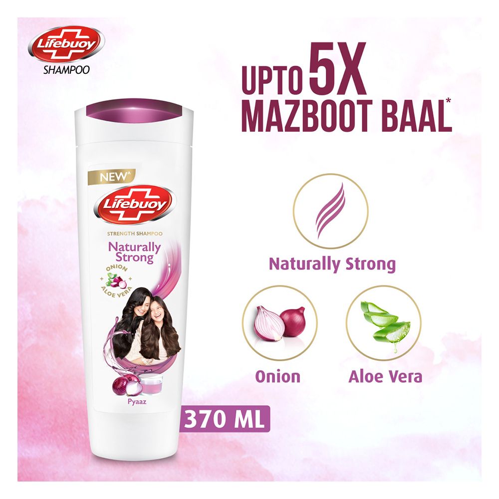 Lifebuoy Naturally Strong Onion + Aloe Vera Strength Shampoo, 370ml - Front View