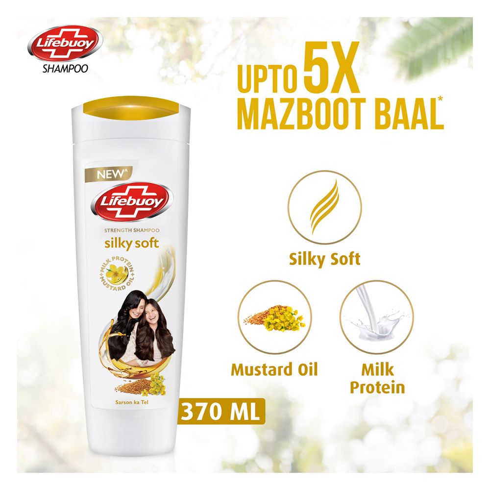 Lifebuoy Silky Soft Milk Protein + Mustard Oil Strength Shampoo, 370ml - Front View