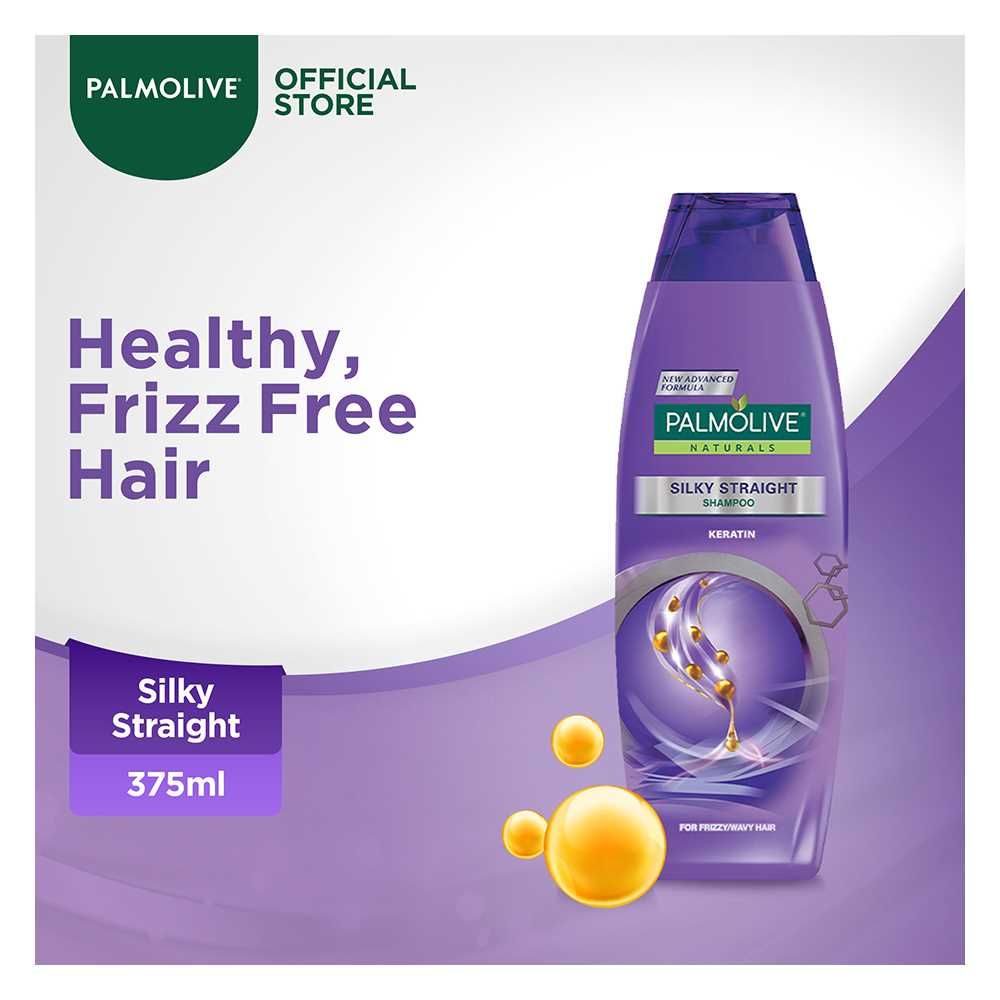 Palmolive Silky Straight Shampoo, Keratin, 375ml - Front View