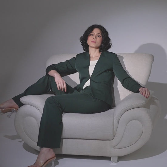 Bottle green wome pant suit