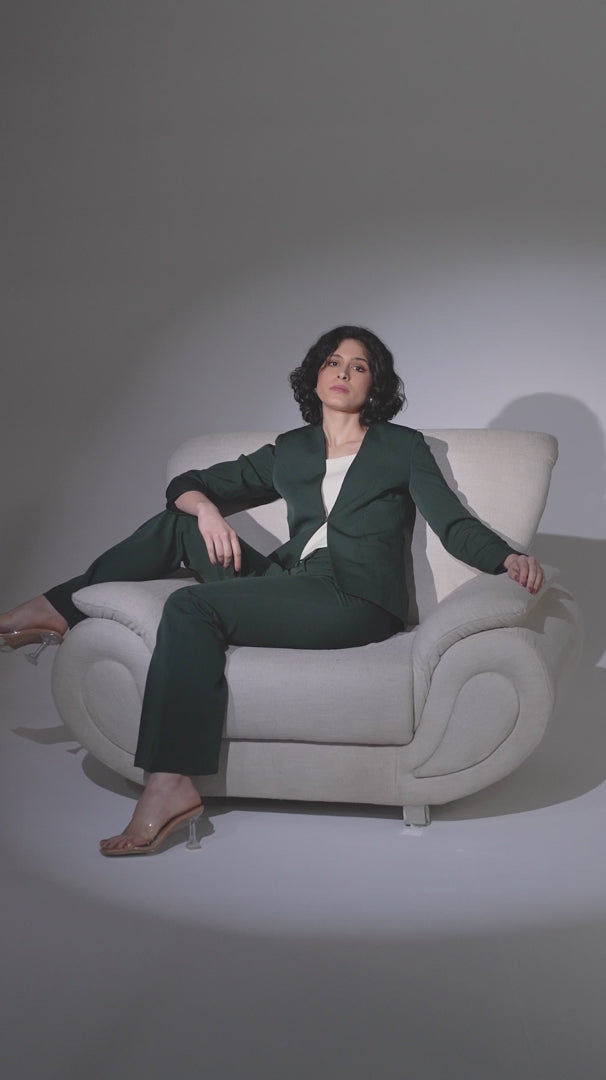 Bottle green wome pant suit
