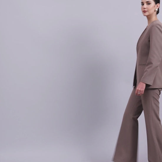Beige brown pant suit for women