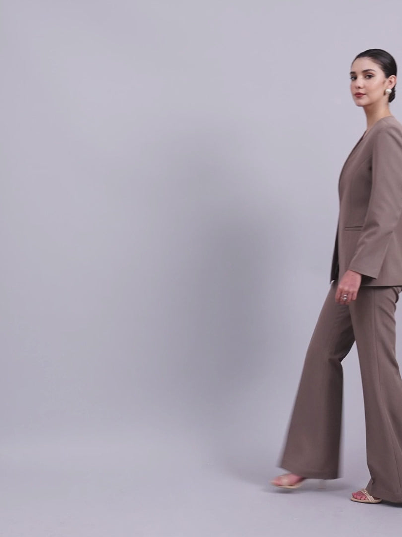 Beige brown pant suit for women