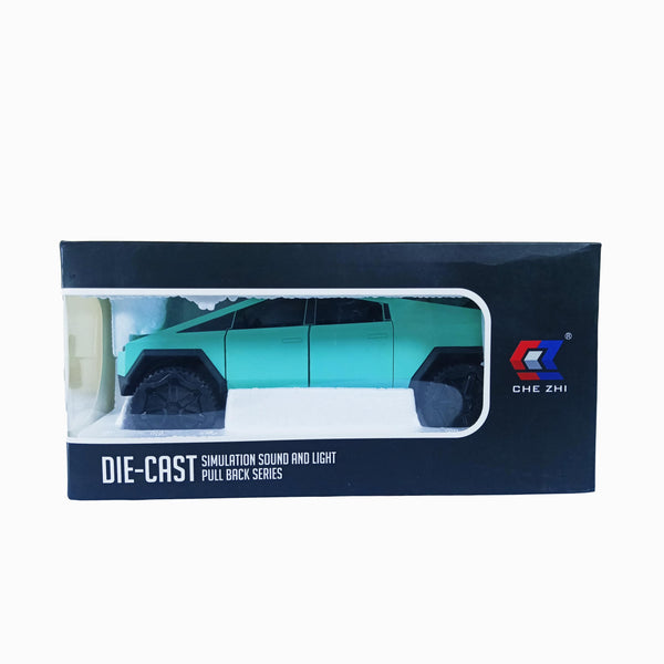 Die-Cast Tesla Cybertruck with Removable Motorcycle - Simulation Sound and Light Pull Back Series