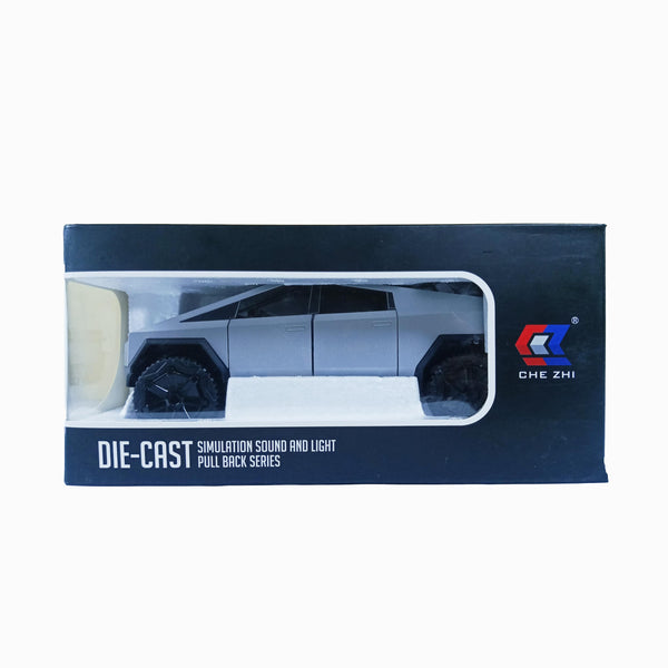 Die-Cast Tesla Cybertruck with Removable Motorcycle - Simulation Sound and Light Pull Back Series