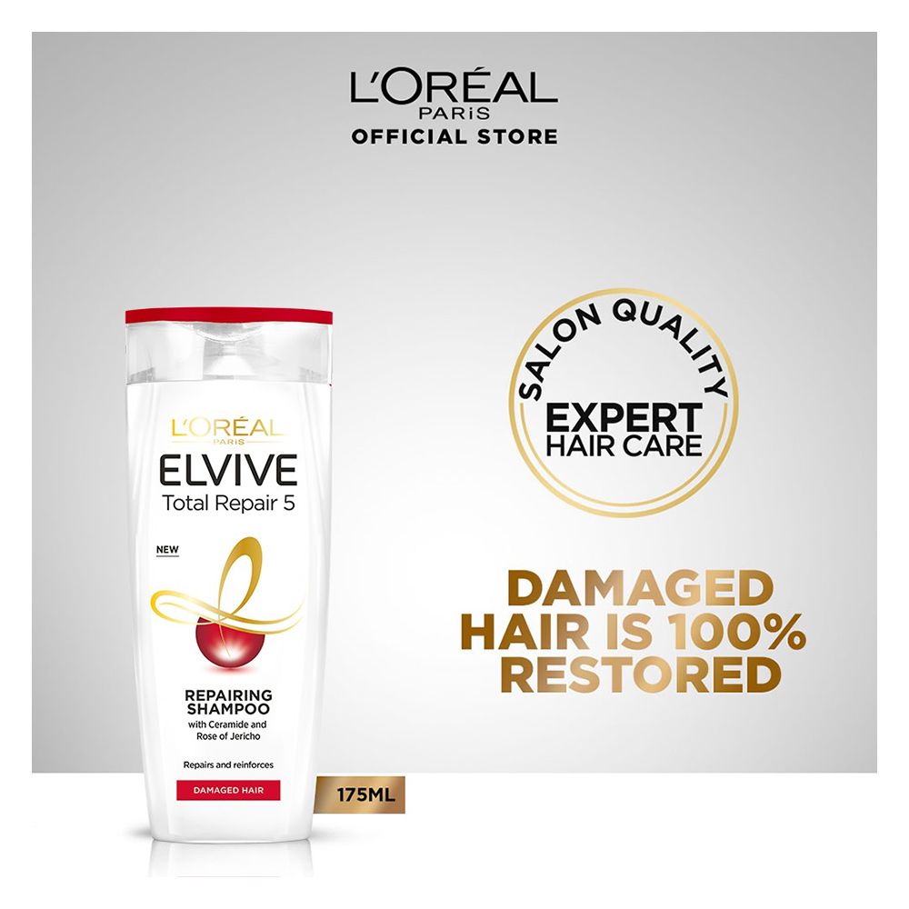 L'Oreal Paris Total Repair 5 Repairing Shampoo, For Damaged Hair, 175ml - Front View