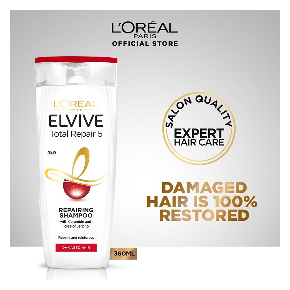 L'Oreal Paris Elvive Total Repair 5 Repairing Shampoo, 360ml - Front View