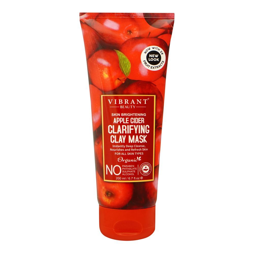 Vibrant Beauty Brightening Apple Clarifying Mud Face Mask, For All Skin Types, 200ml - Front View