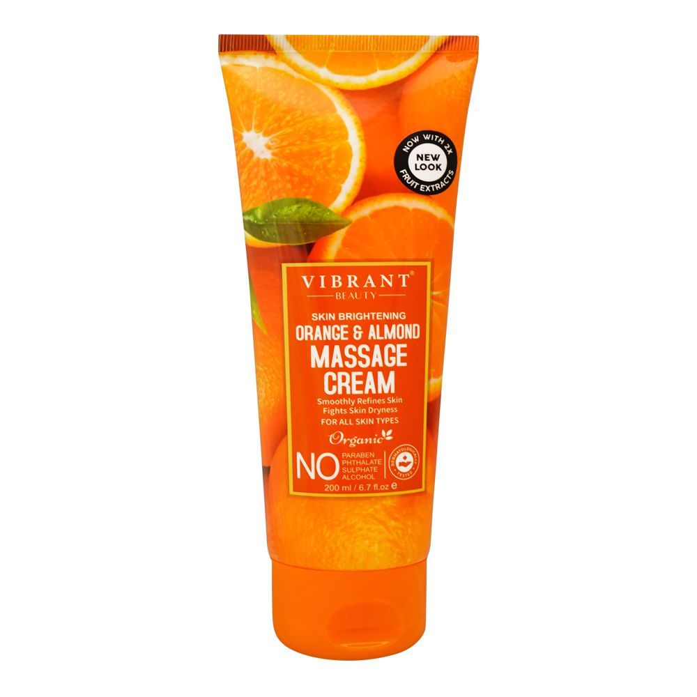 Vibrant Beauty Brightening Almond & Orange Nourishing Massage Cream, For All Skin Types, 200ml -  Front View