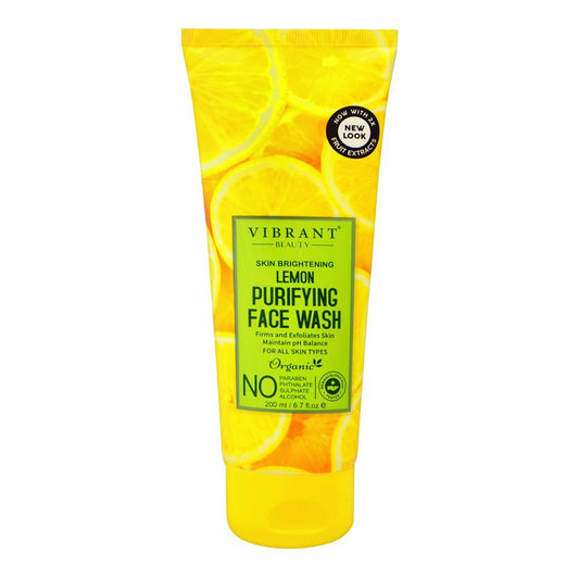 Vibrant Beauty Brightening Lemon Exfoliating Face Wash, For All Skin Types, 200ml - Front View