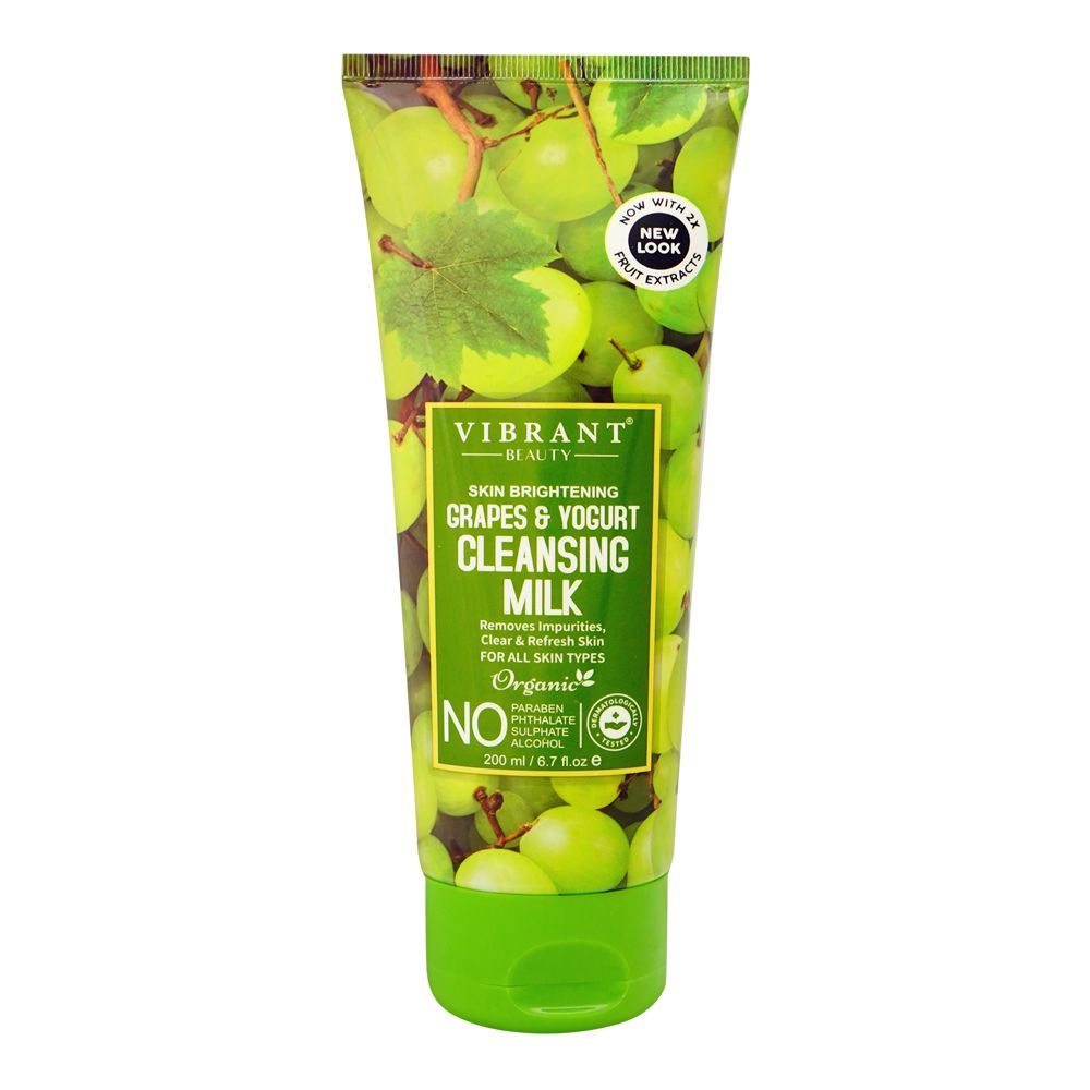 Vibrant Beauty Brightening Grapes & Yogurt Cleansing Milk, For All Skin Types, 200ml - Front View