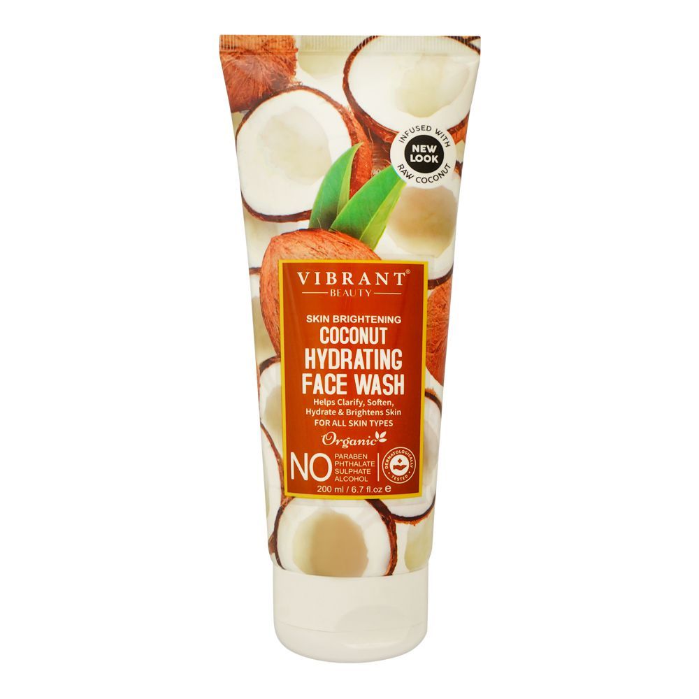 Vibrant Beauty Skin Brightening Coconut Hydrating Face Wash, For All Skin Types, 200ml - Front View