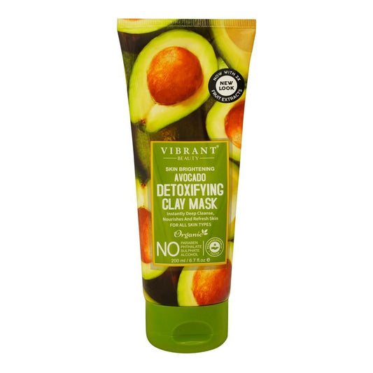 Vibrant Beauty Skin Brightening Avacado Detoxifing Clay Mask, For All Skin Types, 200ml - Front View